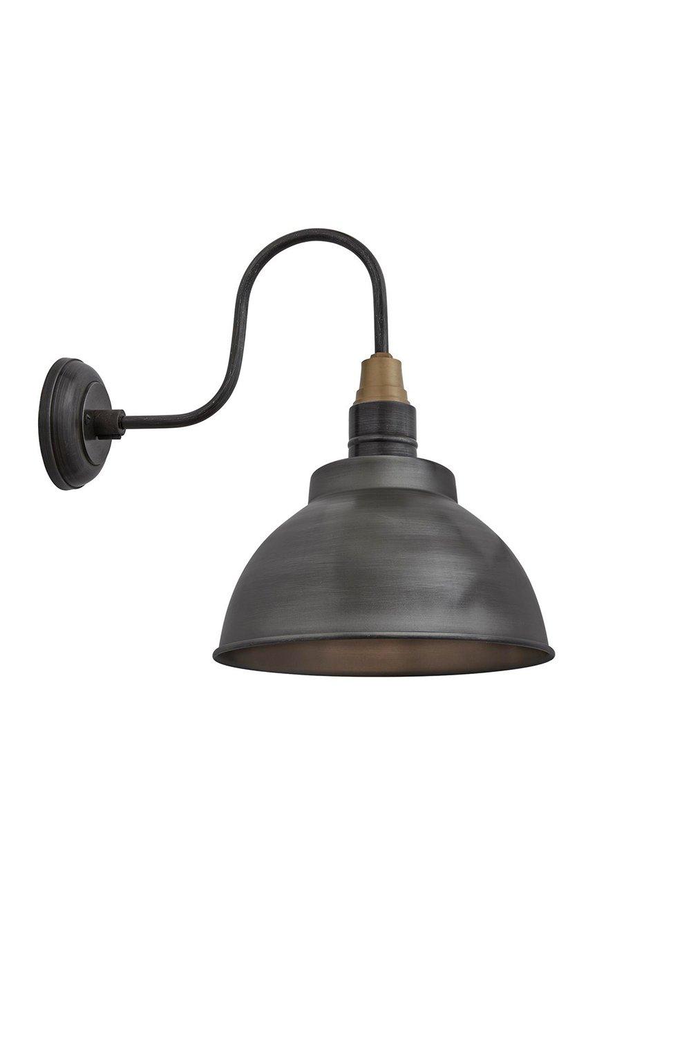 Swan Neck Dome Wall Light, 13 Inch, Pewter, Pewter Holder